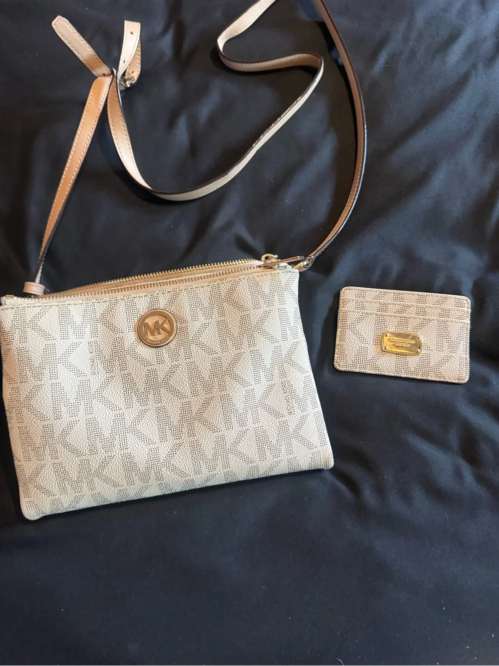 Michael Kors Neutral Logo Crossbody with Card Case